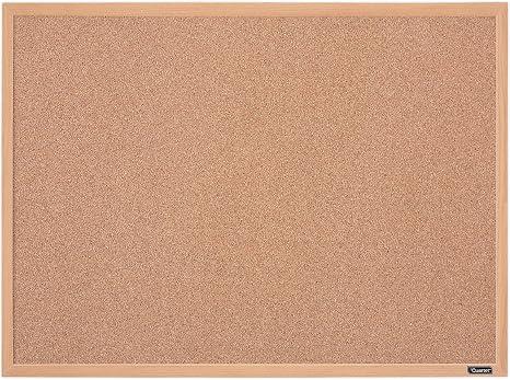Quartet 35-380342Q Corkboard, Framed Bulletin Board, 35" x 23" Cork Board, Oak Finish Frame, Brown