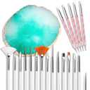 21 Pcs Nail Art Brushes Set Gel Nail Art Design Tools with Palette Nail Stuff Nail Tech Supplies 2-way Dotting Pens Acrylic Silicone Manicure Kit DIY Makeup Display Board, Green