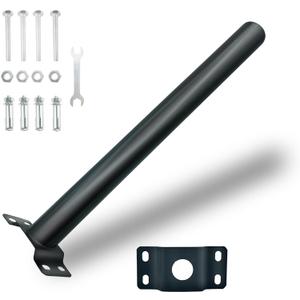 Light Pole Mount,20 Inch Length Solar Pole Mounting Bracket Extension Kit Wall Flag Black Metal Pipes Barn Light Fixture Antenna Adapter Outdoor Arm for LED Street Light (20 inches Black)