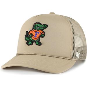 47 Brand NCAA Unisex Khaki Primary Logo Foam Trucker Adjustable Mesh Snapback Hat Adult One Size Fits All (Florida Gators)