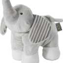 6" Stuffed Elephant Plush Animal for Baby, Soft Light Gray Toy with Striped Ears, Safari Nursery Decor, Gender Neutral for Newborns, Infants & Toddlers