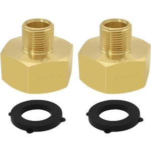 Joywayus 2PCS 3/4 GHT Female to 3/8 Compression Male Thread Adapter Pipe Fitting, Brass Reducer Faucet Connector Water Hose Adapter, Supply Line to Garden Hose Adapter for RV Kitchen Bathroom Plumbing