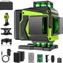 16 Line Laser Level 360 Self Leveling,Professional 4x360Green Cross Line laser Level Tool for Construction and Picture Hanging,lazer leveler tool with 2 Batteries,Magnetic Bracket & Remote Control