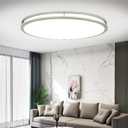 DLLT Flush Mount LED Ceiling Light: 32 Inch 5CCT (3000K-6000K) & Dimmable Ceiling Light Fixtures for Bedroom Hallway - 45W Modern Brushed Nickel Super Bright Kitchen Lighting Fixtures Ceiling
