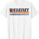 Vintage 1980s Style Wellesley MA T-Shirt T-Shirt (White, L)