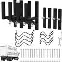 Cargo Trailer Ladder Rack-400lb Load-Carry 2-4 Ladders-Adjustable Aluminum Side Mount RV Ladder Rack-Rubber Pads/Bungee Cords/Hooks for Open/Enclosed Trailer/Garage/Shed Exterior/Interior Wall