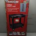 MaxWorks Heavy Duty 2Shelf Service Cart 500 lb Capacity Polypropylene Utility Cart with 5" NonMarring Casters Deep Trays and Built-in Tool Storage for Garage Warehouse Workshop (80855)