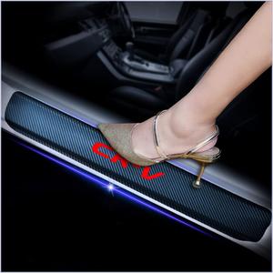 4Pcs Car Door Sill Protector for Honda CR-V, Carbon Fiber Anti-Scratch Guard for Honda CRV Accessories - Self-Adhesive Car Door & Sill Protector -RED
