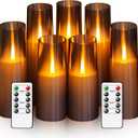 Flameless LED Candles Upgraded Realistic Flickering Flame, 7Pcs Battery Operated Candles with Remote Timers, LED Pillar Candles for Home Decor, Christmas, and PartiesGrey