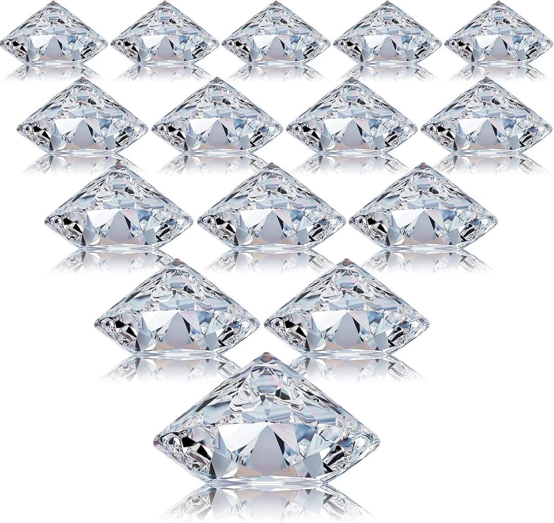 Boao 24 Pack Diamond Place Card Holders Acrylic Table Number Holder Card Stands Crystal Diamond Party Decorations Favor for Weddings Home Table(Clear)