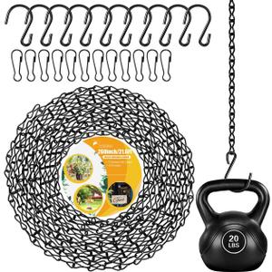260inch Black Metal Hanging Chains with Hanging Basket Hooks Set for Planters,Birdcage,Birds Feeder,Grow Lights,Lanterns,Billboards,Wind Chime and Ornaments,Chain Hooks DIY,Black