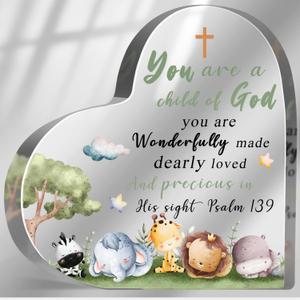 Christian Baptism Gifts for Girls Boys Newborn, Inspirational Godchild Decor for Home, Religious Christening Confirmation Catholic Sign Decorations for Granddaughter Grandson