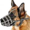 CollarDirect Dog Muzzle German Shepherd Dalmatian Doberman Setter Leather Basket Medium Large Breeds (Grey, Medium)