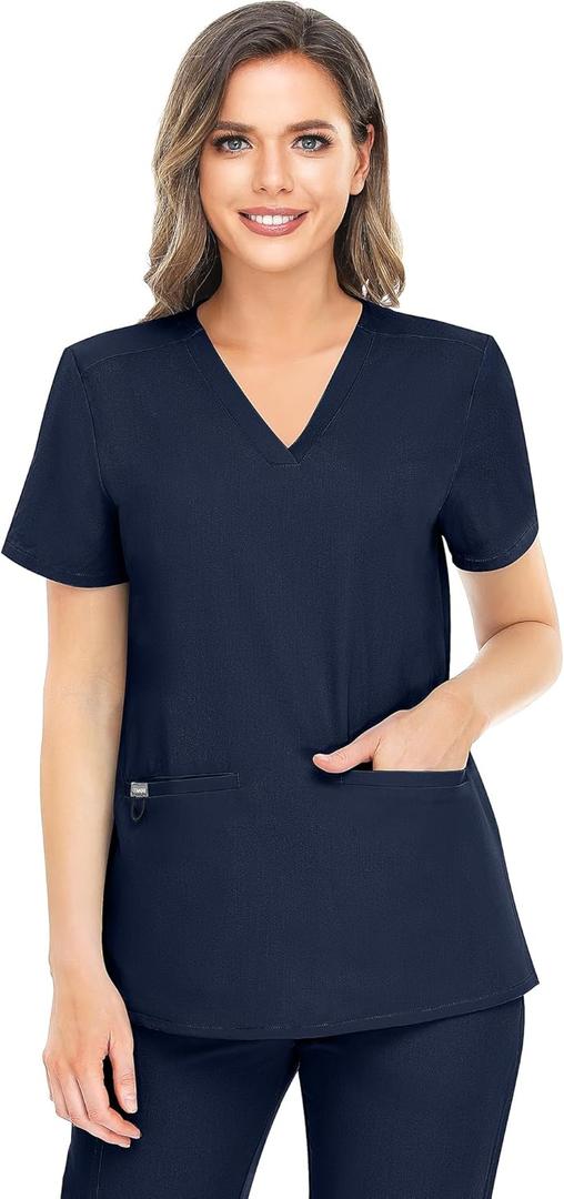 COMENII Scrubs for Women, 3 Pocket V-Neck Tailored Fit Workwear, Anti-Wrinkle Medical Scrub Tops Women XXXL