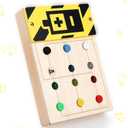 Asweets Montessori Busy Board for Toddler with Music, Soft Silicone Botton, Wooden Busy Board with LED Light Switches,Sensory Autism Toys Baby Travel Toys,Boys Girls Gifts for Birthday Christmas