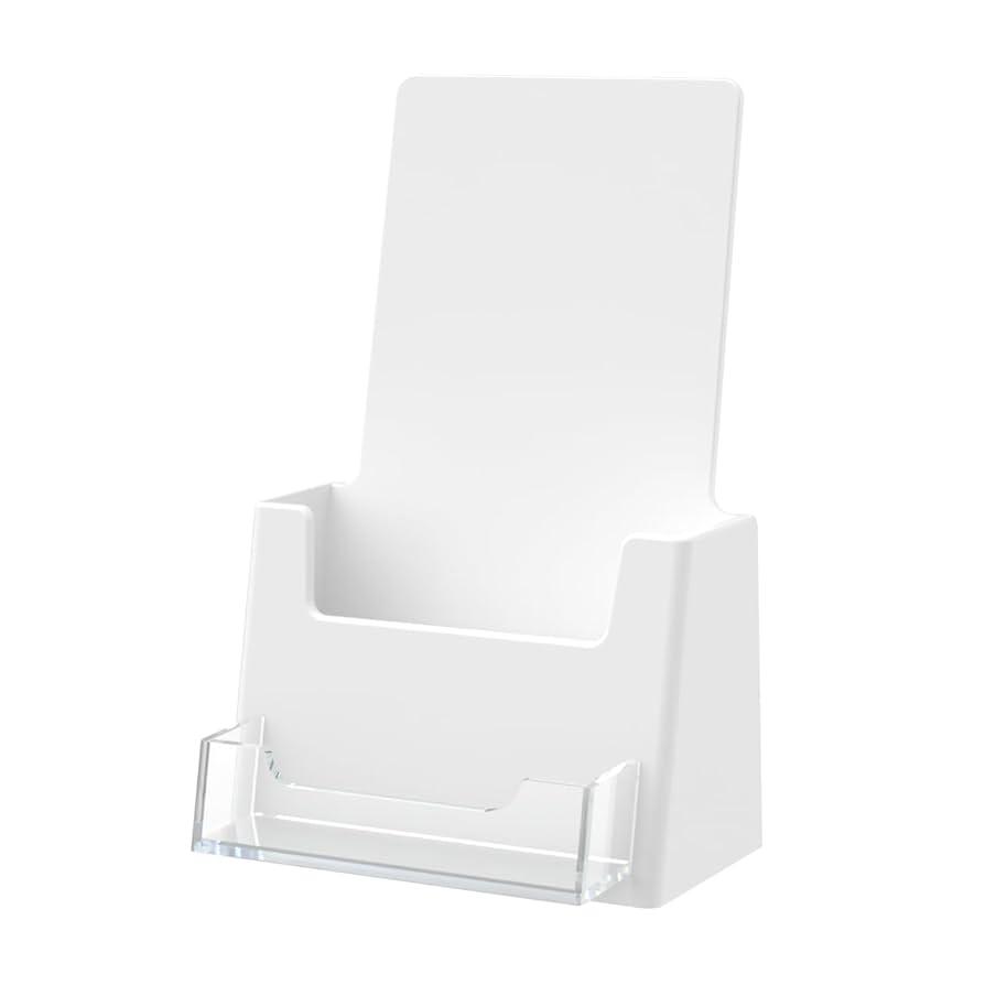 Wenqik Acrylic Brochure Holder with Business Card 4.1 Inch Rack Card Holder Pamphlet Display Stand Organizer for Menu Flyer Magazine Office Booklets (16 Pcs)