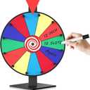 12 Inch Prize Wheel, 12 Slots Color Spinning Wheel with Diamond Base, Heavy Duty Tabletop Spinner Wheel Includes Dry Erase Marker & Eraser for Parties, Rewards & Classroom Activities, 11.81 inches x 16.14 inches
