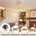 Modern Gold LED Chandeliers, Dimmable Pendant Light Dining Room Light Fixtures Over Table with Remote Control Adjustable Modern Chandeliers with Star Projector for Kitchen Island Living Room Bedroom