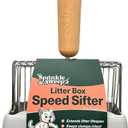 Sprinkle & Sweep Metal Cat Litter Scoop - Heavy Duty Litter Scooper & Speed Sifter with Comfortable Beech Wood Grip - Washable Convenient Stand for Easy and Efficient Cleaning