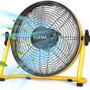 YUEMA Battery Operated Powered 14 Inch Floor Fan High Velocity Rechargeable Fan Cordless Metal Blade Portable Fan for Camping Travel Patio Tent Indoor Outdoor 360 Degree Manual Tilt 12 Speed