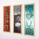 3-Piece Sensory Sequin Wall Panel with Solid Wood Frame – Interactive Dual-Color Flip Sequins for Home, Playroom, and Creative Spaces