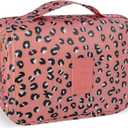 Large Capacity Toiletry Bag Travel Bag with Hanging Hook for Men and Women Waterproof Travel Cosmetic Bag Bathroom Storage Bag for Brushes Set,Full-Sized Shampoo,Accessories-Pink Leopard