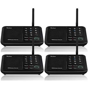 Wuloo Intercoms Wireless for Home 5280 Feet Range 10 Channel 3 Code, Wireless Intercom System for Home House Business Office, Room to Room Intercom, Home Communication System (4 Units Set, Black)