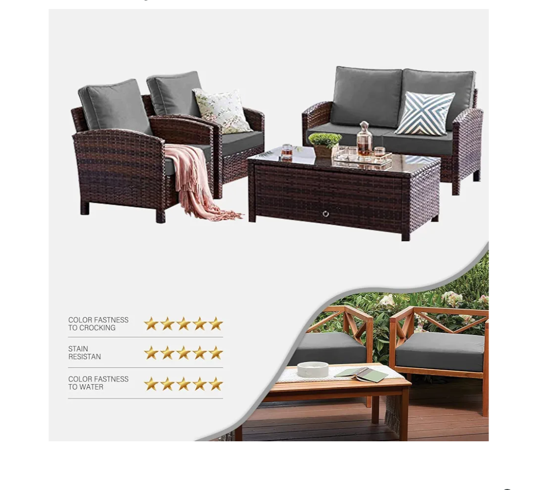 VAKADO Outdoor Patio Furniture Chair Cushion Replacement Covers Set of 2 and (2 pillowcases 19×23) Waterproof Decorative Cushion Cases Decor for Bench Garden Porch Couch Tent(Dark Gary, 22X 27)