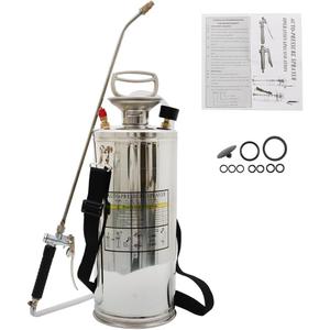 Heavy Duty Stainless Steel Sprayer, 2 Gallon Pump Sprayer, 8L Stainless Hand Pump Sprayer for Lawn, Garden Watering, Floor Cleaning (20 Wand & 3FT, Silver)
