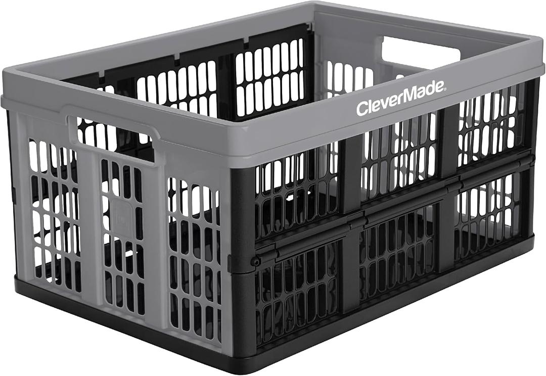 CleverMade Collapsible Utility Crate For Storage, 45L 1 Pack, Stone