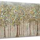 Colorful Trees Canvas Wall Art, Abstract Natural Plant Painting Decor Vintage Landscape Picture Framed Artwork Poster for Living Room, Office Home Decoration - 24" x 48"
