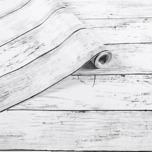 Arthome35.4 x 120 inches White Gray, Peel and Stick Wallpaper, Wood Contact Paper, Self Adhesive, Easy to Clean, Vinyl Film for Furniture Countertop, Distressed Plank Grain Vintage Wall Covering