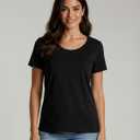 4 Pack Women's Cotton T Shirts Short Sleeve Crew Neck Tops Basic Casual (L)
