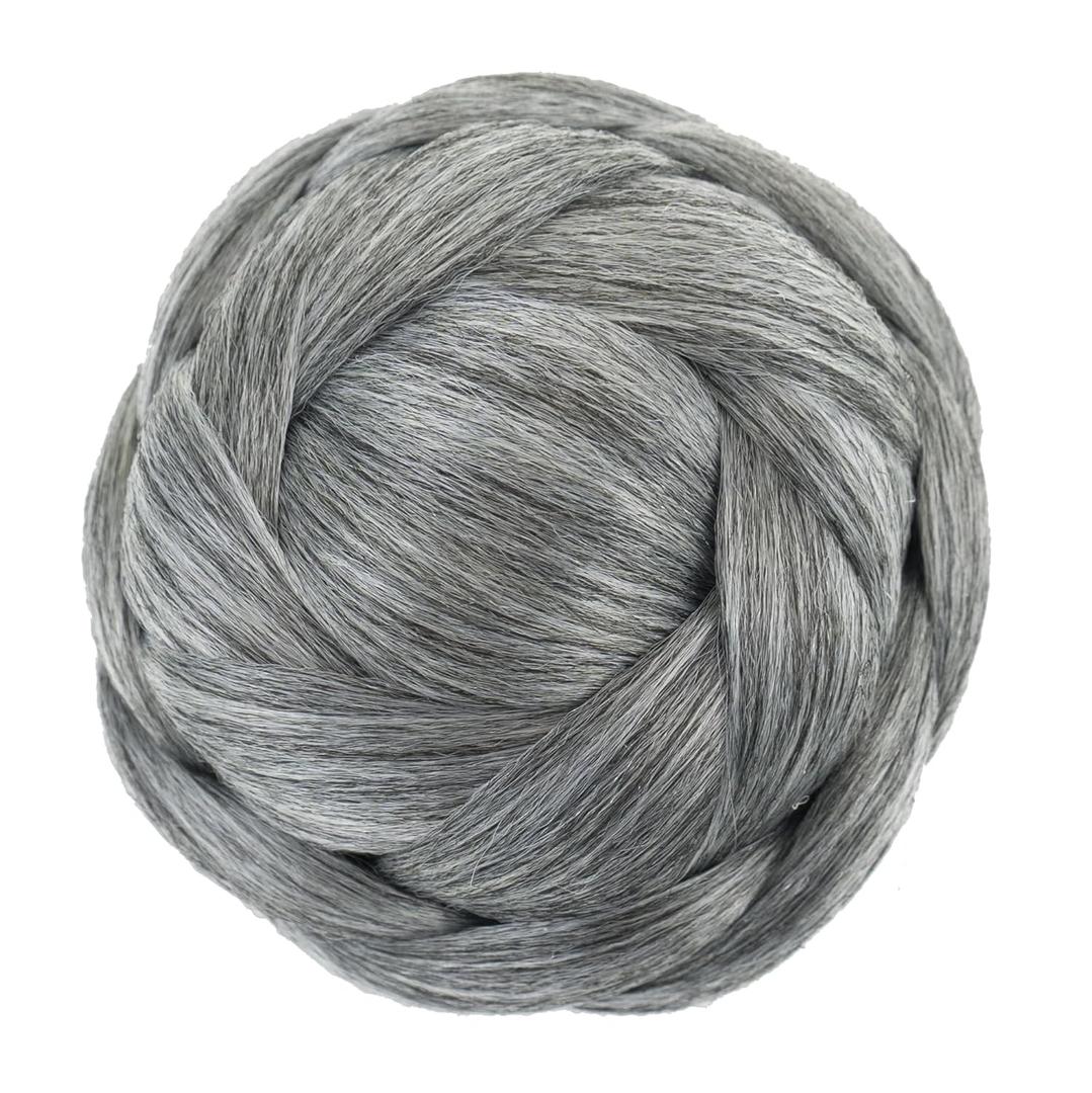 IMISSU Large Size Dancer Braided Chignon Hair Cover Donut Hairpieces Scrunchie Hair Bun Wig Updo on Wedding Party (M3 Grey)