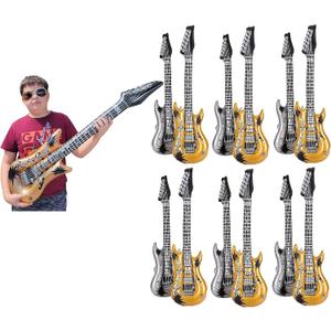 Rock Inflatable Guitar (42 Inches) Vinyl. Perfect Party Favor, DJ Dance 80s Rocker (6 Gold and 6 Silver (12 Pack)), Multi, 42 Inch