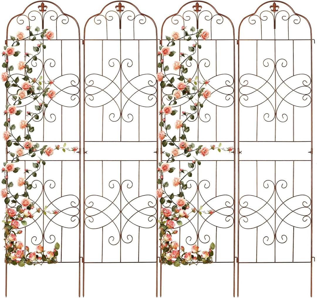 hogardeck 4 Packs 84 * 19 inch Metal Garden Trellis for Climbing Plants Outdoor,Heavy Duty,Coating Rustproof Trellis for Rose, Vegetable, Flowers, Expandable,Perfect for Training Climbing Plants