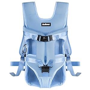 PetBonus Pet Front Dog Carrier Backpacks, Adjustable Dog Backpack Carrier, Legs Out Easy-fit Dog Chest Carrier for Medium Small Dogs, Hands Free Dog Front Carrier for Hiking, Cycling (Light Blue, M)