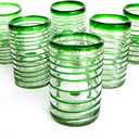 Emerald Green Spiral 14 oz Drinking Glasses (set of 6), Recycled Glass, Lead-free, Toxin-Free (Drinking)