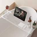 Bathtub Tray, Acrylic Bath Caddy with Adjustable Lock - Sweet Gift for Birthdays, Weddings, Anniversaies, and Housewarmings, Clear
