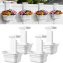Hanging Planters for Outdoor Plants - Fence Hanging Planters for PVC Fence, Plant Hangers Hanging Plant Flower Pots White with Post Caps for Garden Yard Decor, Easy Install - 4 Pack
