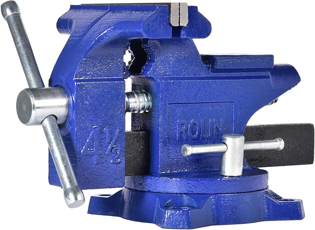 Rolin Vise Bench Vise 4-1/2 Inch With 240 Degree Swivel Base Clamp Tools Home Vises Rotation Base