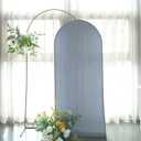 Efavormart 6ft Dusty Blue Spandex Fit Round Top Backdrop Frame Stand Cover, 2-Sided Wedding Arch Cover