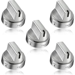 5 Pack Stainless Steel WB03x24818 Gas Stove Knob Replacement for ge,PS11729081 AP5989029 Stainless Steel Stove Replacement Knobs,Compatible with ge Stove Knob（Not Universal）