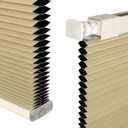 No Drill Cellular Shades Cordless Blackout Honeycomb Blinds 36"Wx64"H Beige | No Tool No Drill Design for Super Easy Installation,Cordless Design for Kids & Pets Safety,Aluminum Top Rail & Bottom Rod