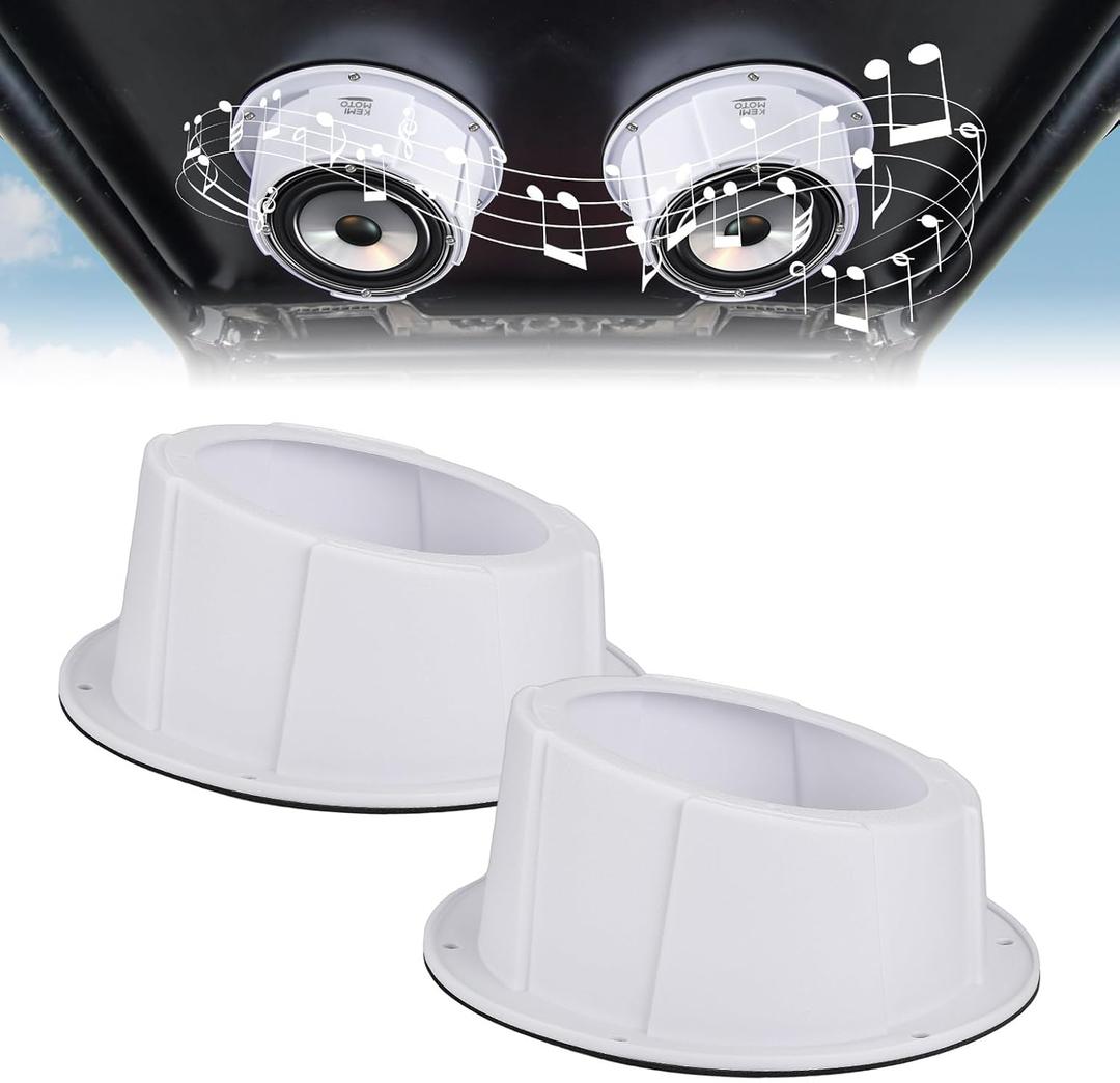 KEMIMOTO 2PCS Angled Speaker Enclosures Boxes Pods, Universal for 6.5" Speakers Compatible with UTVs, RVs, Cars, Boats, Trunks, Trailers for 9.56 Inch Surface Mount (White) KEMIMOTO 2PCS Angled Speaker Enclosures Boxes Pods, Universal for 6.5" Speakers Compatible with UTVs, RVs, Cars, Boats, Trunks, Trailers for 9.56 Inch Surface Mount (White)
