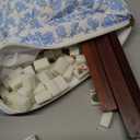 Travel American Mahjong Tile Set, 166 PCS 0.8 Inch Mini Mahjong Game Tiles, 4 Wooden Racks, Floral Storage Bag, 3 Dice & Beginner's Guide, Complete Portable Set