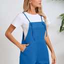 KORSIS Overalls for Women Summer Klein Blue Large Casual Loose Fit Spaghetti Strap Shorts Overall Rompers Bib jumpsuits Outfits with pockets (Blue, L)