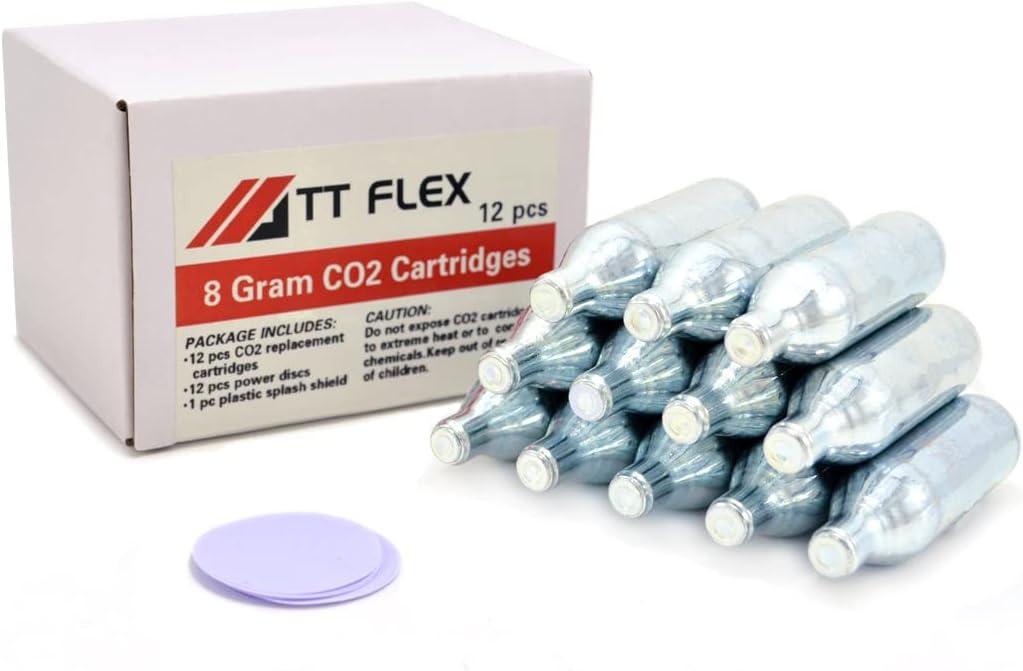 TTFLEX 8 Gram CO2 Cartridges, Kleer Drain Replacement Cartridges, 12 PCS | for Toilet Plunger, Drain Flush, Kitchen Sink Clogs, Bathroom Tubs, AC Drain Lines