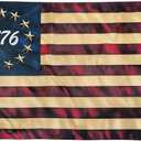 FRF 1776 Tea Stained Betsy Ross Flag 3x5 Ft, Vintage American 250th Anniversary 1776 Flags for Outside, USA 13 Colonies Banner Decoration with Canvas Header & 2 Brass Grommets