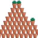 vensovo 48 Pcs 2" Tiny Terracotta & Terra Cotta Pots with Drainage - Small Mini Clay Ceramic Pottery Planter Ideal for Indoor/Outdoor Plants, Crafts, Wedding Favors (Brown)